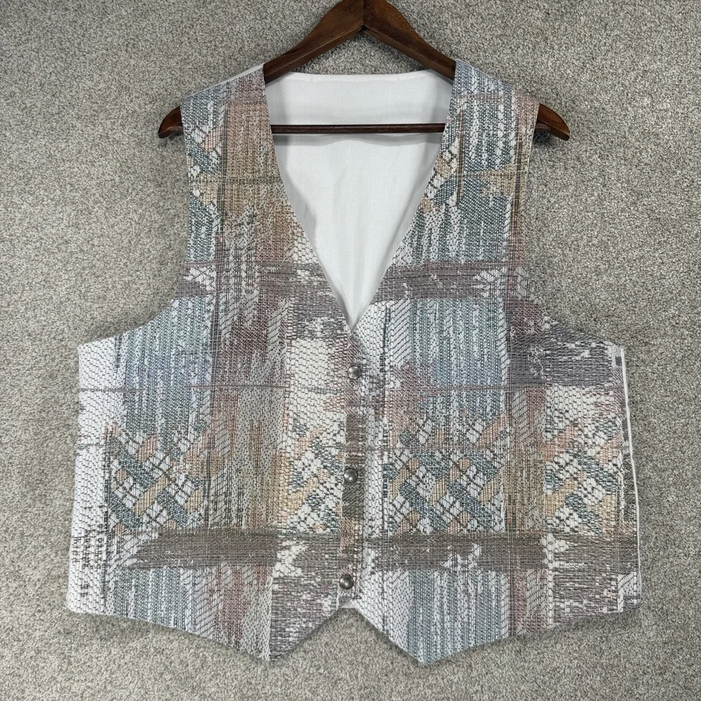Men's Tapestry Suit Vest Southwestern Pastel Abstract Boho Distressed 48‎ XL